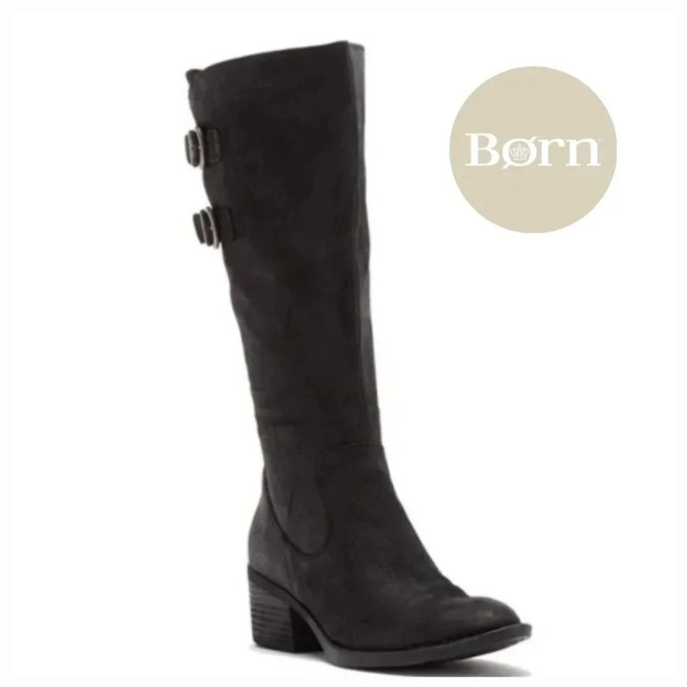 New Born Knee high Bley Black Suede Boot Sz 5.5 dark Ethereal Whimsigoth Indie